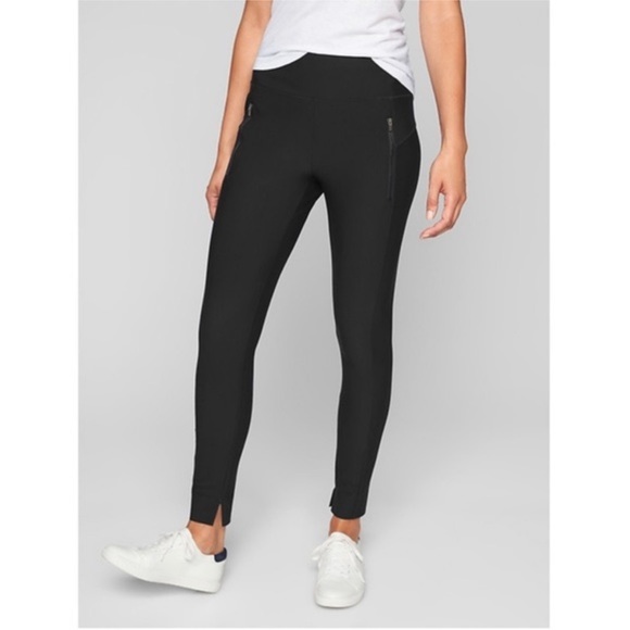 Athleta Stellar Tight Womens Size Medium Black No Wrinkle UPF Travel Pants - Picture 1 of 6
